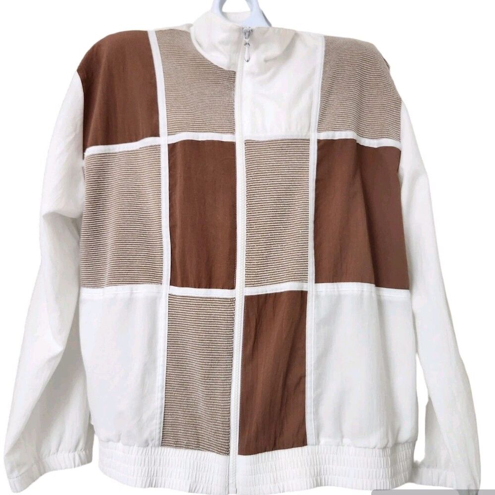 Teddi VTG Geo Colorblock Full Zip Windbreaker Jacket Warm Palate XL Retro Indie